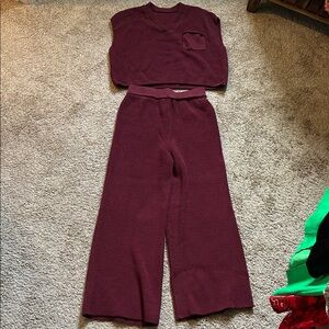 Women's Burgundy Knit Sleeveless Jumpsuit